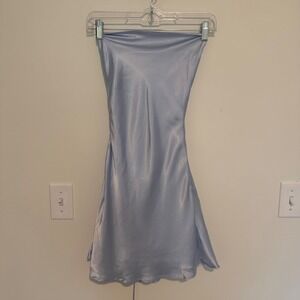 Beginning Boutique Come and Get It Party Dress Blue Satin Lace Up Mini US 2 NWT